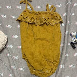 Rylee + Cru Mustard Eyelet One Piece